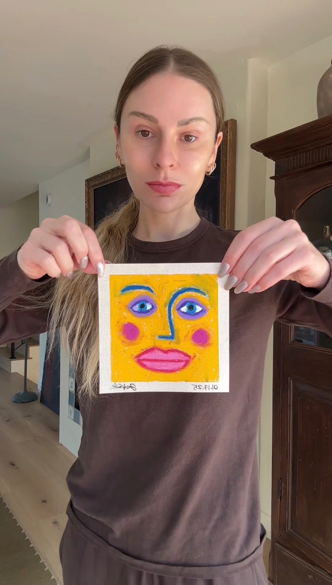 Feeling Yellow (oil pastels on canvas, 6x6)