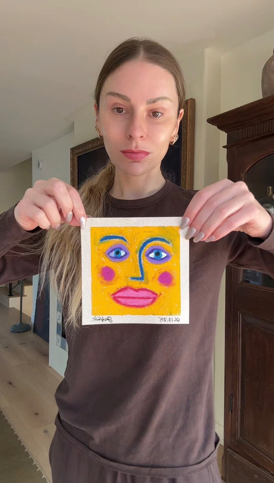 Feeling Yellow (oil pastels on canvas, 6x6)