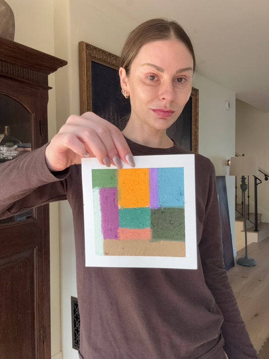 Boxes (oil pastel on canvas, 6x6)